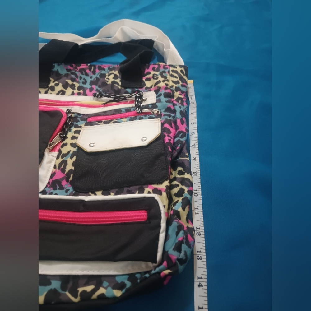 Vibrant Multicolor Leopard Print Backpack - image 4